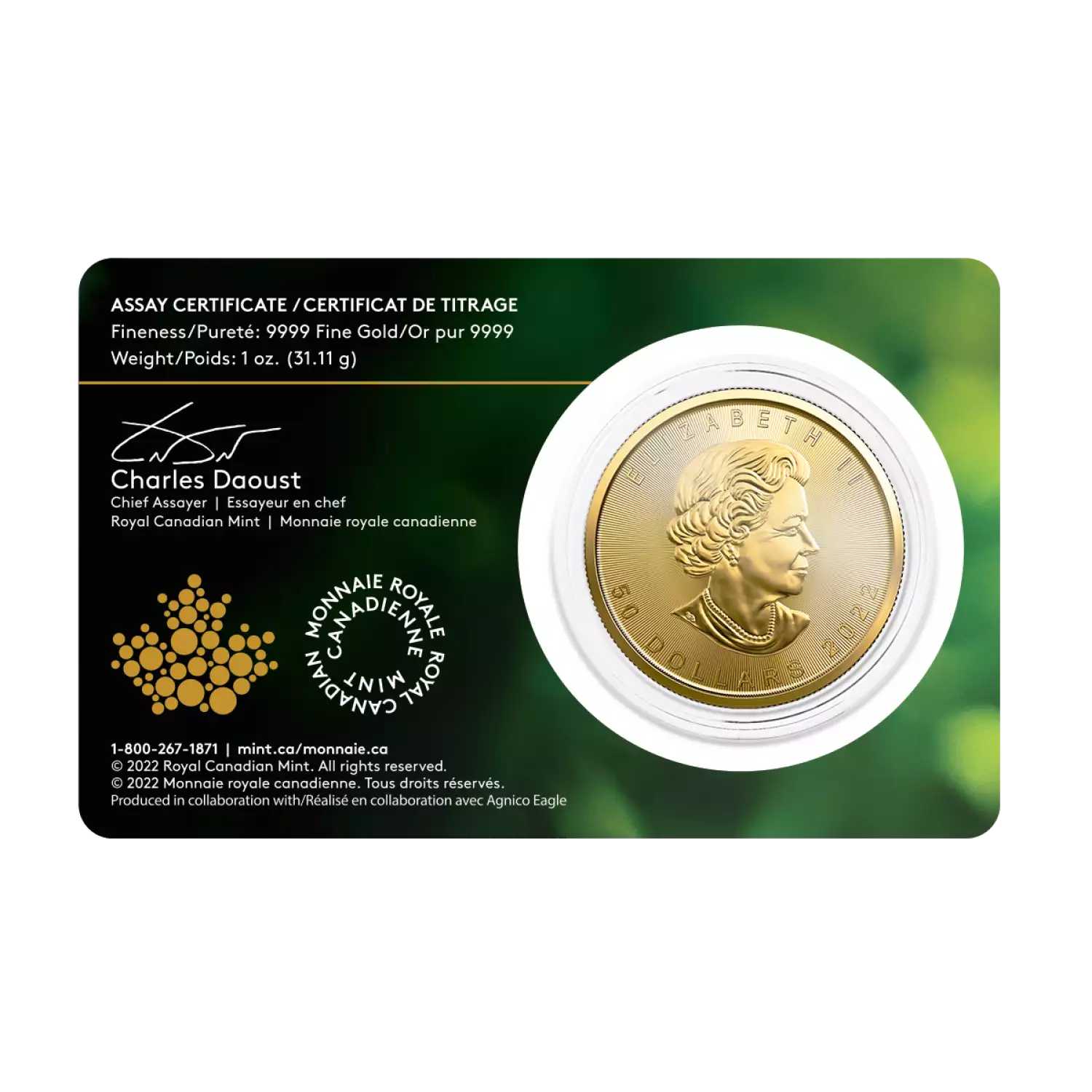 2022 1oz Canadian Gold Maple Leaf - Single Source Mine (3)