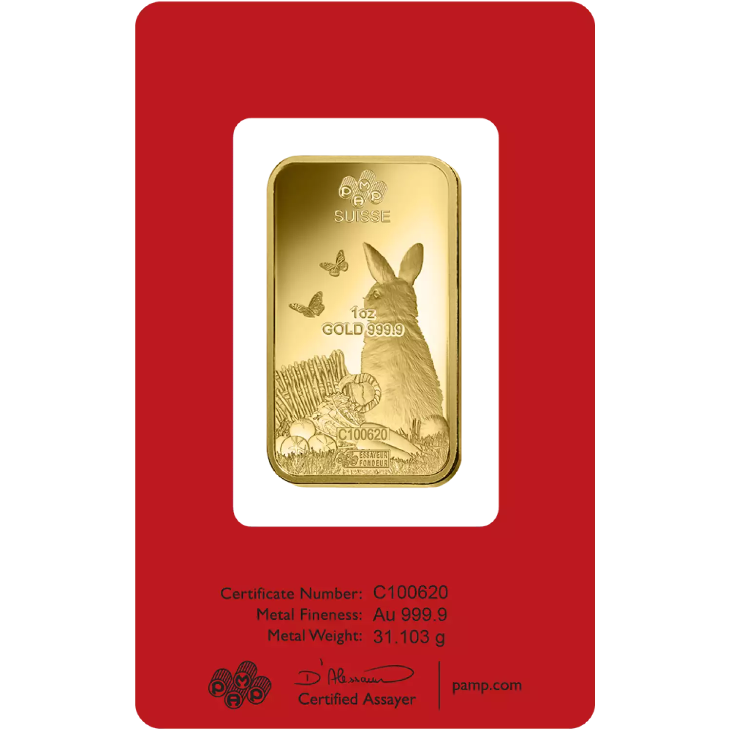 2023 1 oz PAMP Lunar Year Of Rabbit Gold Bar (3)